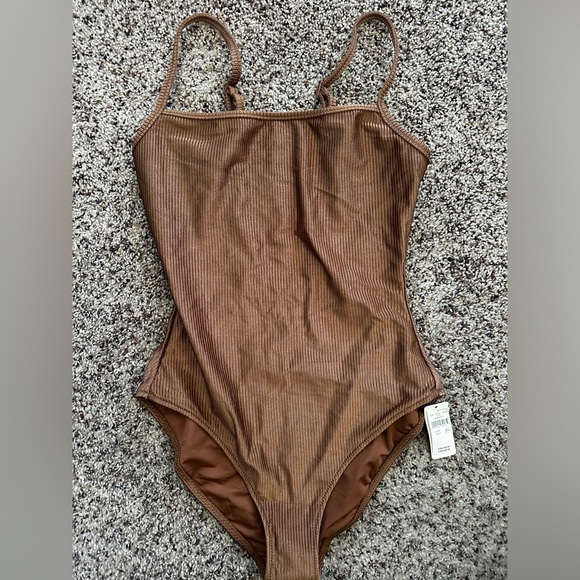 aerie Other - Aerie Brown Ribbed One Piece Swimsuit NWT